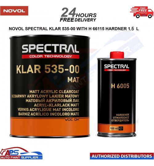 NOVOL SPECTRAL KLAR 535-00 MATT 2K CLEAR COAT WITH H 6115 HARDENER 1.5 LTR KIT